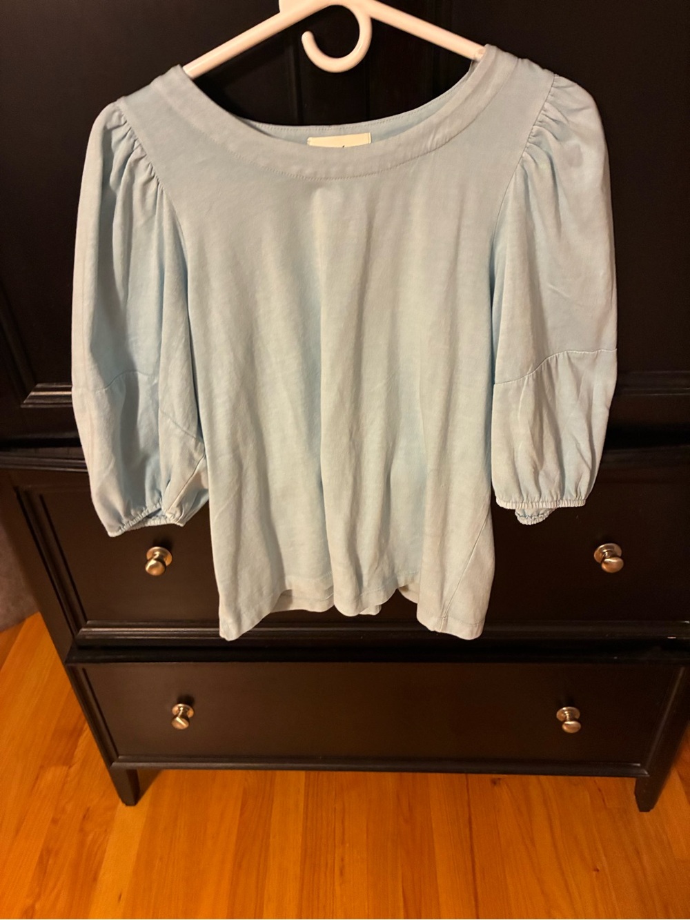 BE COOL Light Blue Puff-Sleeve Tunic Top